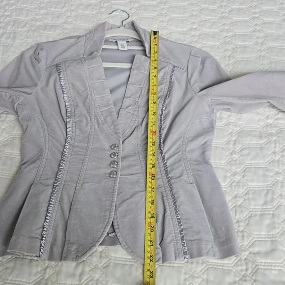 WHBM White House Black Market Grey Velvet Blazer with Grey Satin Trim Sz 4 - Picture 15 of 15